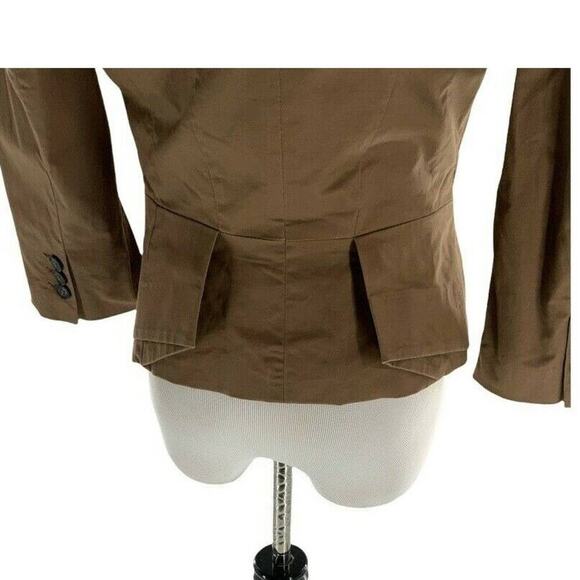 H&M Women's Notch Lapel Back One Button Khaki Fitted Lined Blazer Jacket Size 6 - Picture 4 of 8